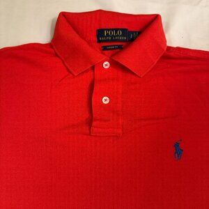 Polo Ralph Lauren cotton polo shirt--bright red--Custom Fit Small
